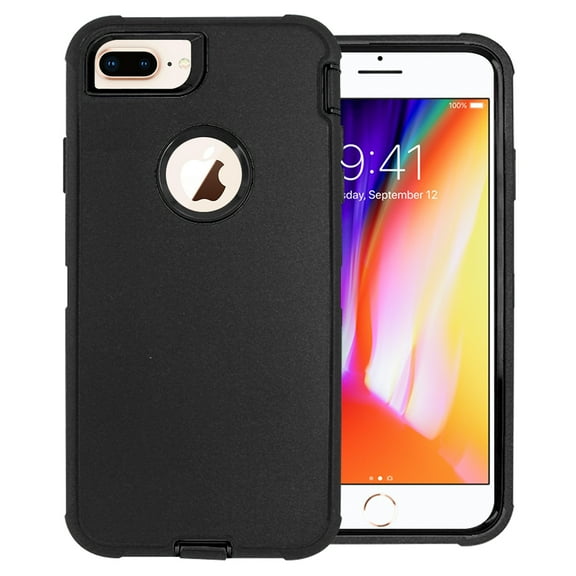 For Apple iPhone 8 Plus / iPhone 7 Plus / iPhone 6/6S Plus Slim Defender Shockproof Hybrid Case Cover - Black Black