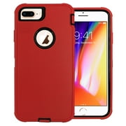 For Apple iPhone 8 Plus / iPhone 7 Plus / iPhone 6/6S Plus Slim Defender Shockproof Hybrid Case Cover - Red Black