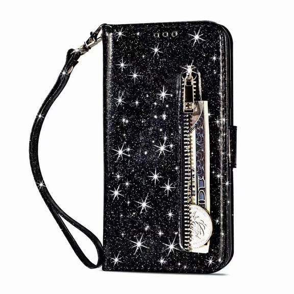 For Apple iPhone 8plus/7plus Wallet Leather Case Diamond Glitter Bling Zipper Stand Shockproof Cover
