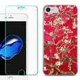 thumbnail image 1 of For Apple iPhone SE 2020 Case, Slim-Fit TPU Phone Case, with Tempered Glass Screen Protector, by OneToughShield ® - Almond Blossom Red, 1 of 3