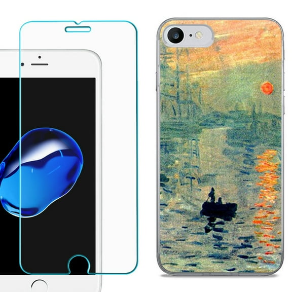 For Apple iPhone SE 2020 Case, Slim-Fit TPU Phone Case, with Tempered Glass Screen Protector, by OneToughShield ® - Sunrise Impression