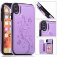thumbnail image 1 of For Apple iPhone X,Dteck Retro Flower Patterned PU Leather Back Card Wallet Flip Stand Cover,purple, 1 of 1