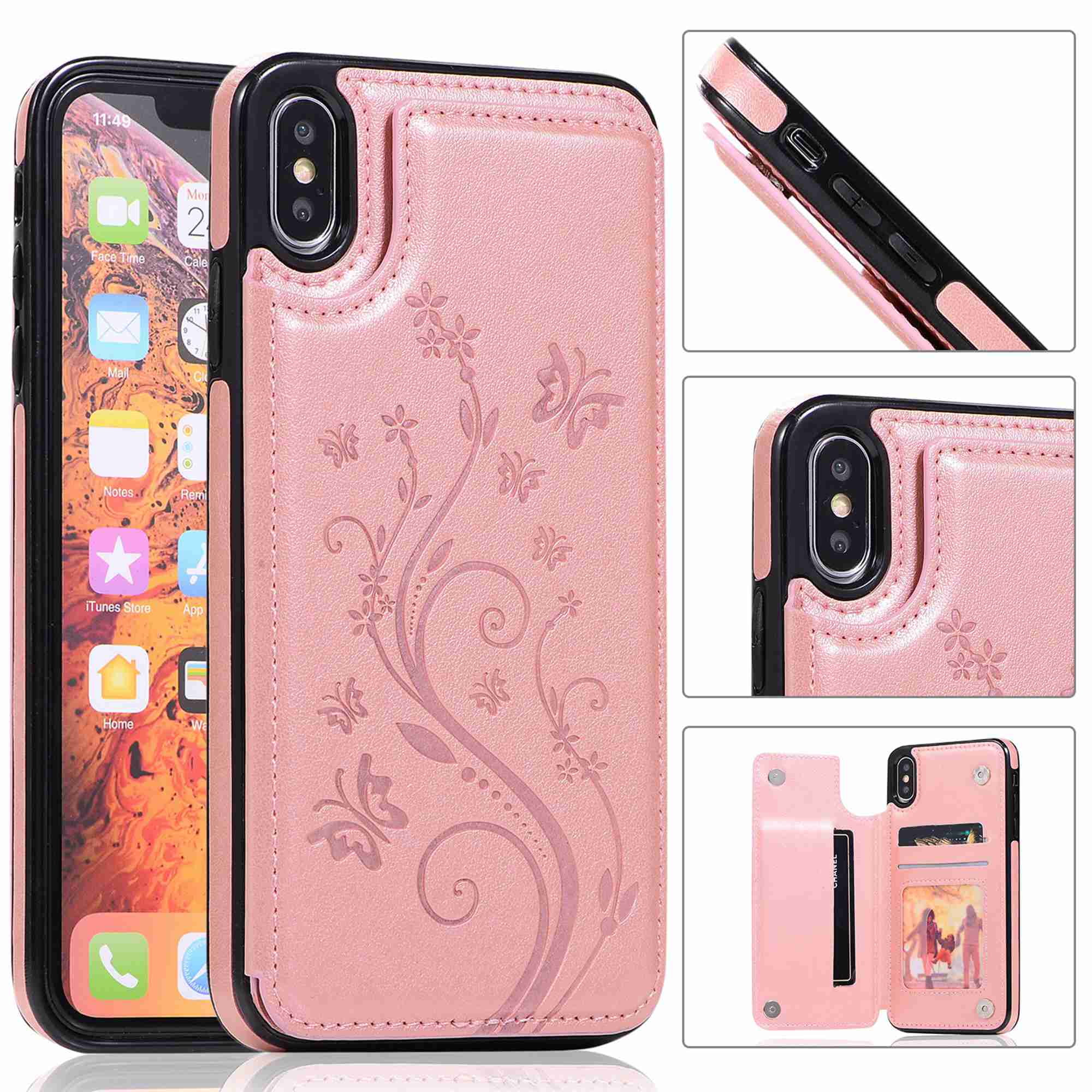 For Apple iPhone X,Dteck Retro Flower Patterned PU Leather