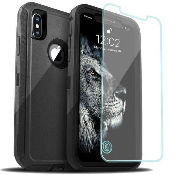 For Apple iPhone XR 10 Shockproof Protective Rugged Defender Case With FREE Screen Protector Black