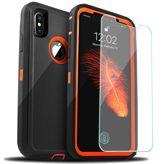 For Apple iPhone XR 10 Shockproof Protective Rugged Defender Case With FREE Screen Protector Orange