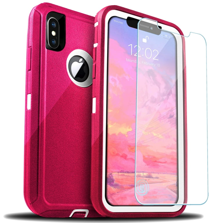 Apple iPhone XR Shockproof Case, Rugged Defender, Pink, with FREE