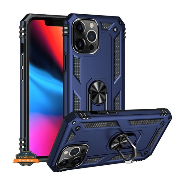 For Apple iPhone XR (6.1") Shockproof Hybrid Dual Layer Hard PC TPU with Ring Stand Kickstand Heavy Duty Armor Shell Phone Case Cover by Xpression [Blue]