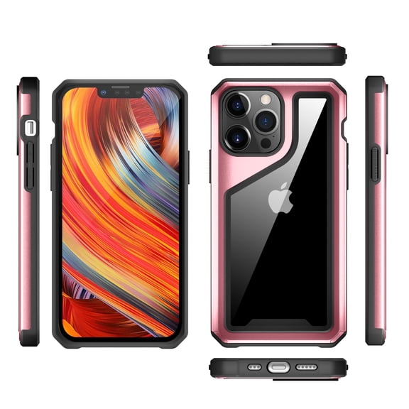 For Apple iPhone XR Aluminum Alloy 2mm Slick Transparent Thick Bumper Frame Hybrid Case Cover - Rose Gold