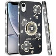 thumbnail image 1 of For Apple iPhone XR Diamonds Bling All Around Edges Sparkly Glitter Hybrid Ring Stand Holder Fashion Good Luck Cover ,Xpm Phone Case [ Black ], 1 of 7