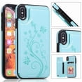 thumbnail image 1 of For Apple iPhone XR,Dteck Retro Flower Patterned PU Leather Back Card Wallet Flip Stand Cover,mint, 1 of 1