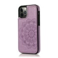thumbnail image 1 of For Apple iPhone XR Luxury Side Magnetic Button Card ID Holder PU Leather Case Cover - Light Purple Mandala Flower, 1 of 8