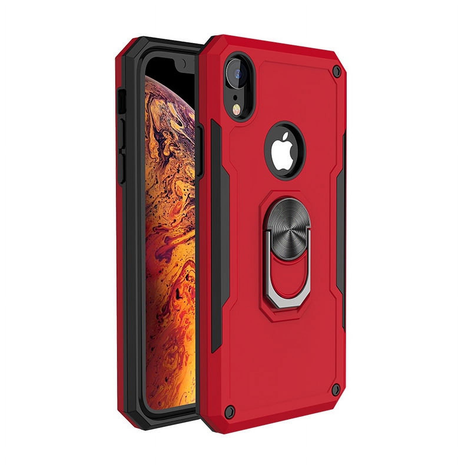 For Apple iPhone XR Phone Case with Ring Stand Heavy Duty Military