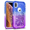 thumbnail image 1 of For Apple iPhone XR Tough Defender Sparkling Liquid Glitter Heart Case Cover Blue, 1 of 5