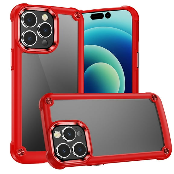 For Apple iPhone XR Ultimate CaseX Transparent Hybrid Case with Metal Buttons And Camera Edges - Red