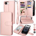 thumbnail image 1 of For Apple iphone 16e Case Wallet with Credit Card Holder for Women Men, Flip PU Leather Wallet Phone Case for iphone 16e 2025, Tekcoo Detachable Magnetic Kickstand Cover with Wrist Strap, Rose Gold, 1 of 7