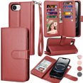 thumbnail image 1 of For Apple iphone 16e Case Wallet with Credit Card Holder for Women Men, Flip PU Leather Wallet Phone Case for iphone 16e 2025, Tekcoo Detachable Magnetic Kickstand Cover with Wrist Strap, Wine Red, 1 of 7