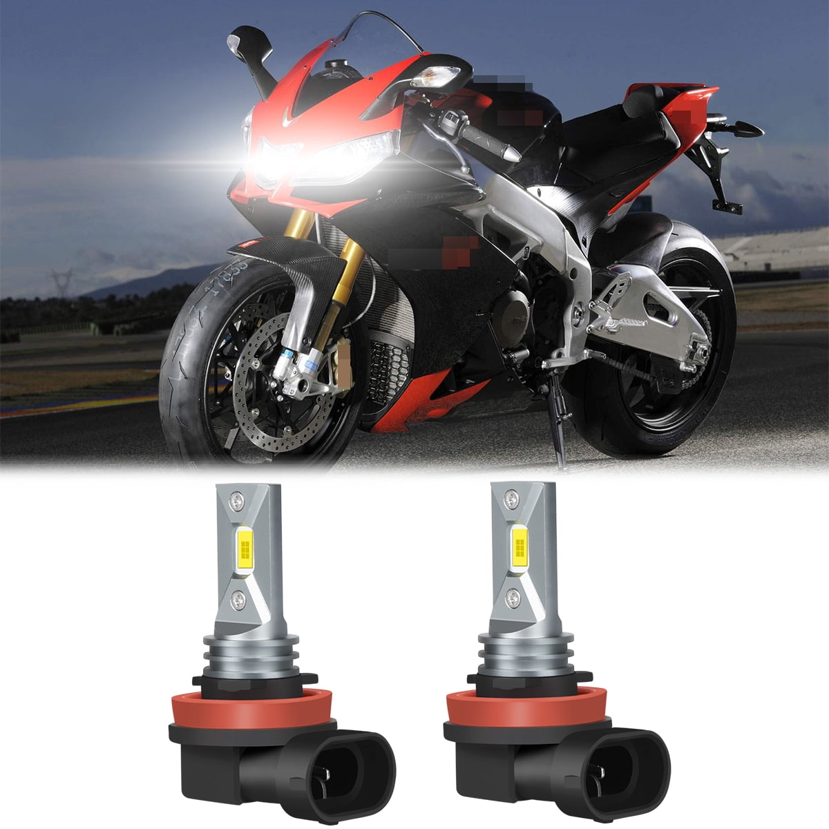 Biqing 2PCS 20W Motorfiets Koplampen Met Rode Angel Eye, 3" Vierkante LED Mistlampen 12V 24V Extra Licht Motor Extra Koplamp Met Stuurschakelaar 7/8" 22mm