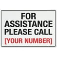 thumbnail image 1 of For Assistance Please Call Sign 12 X 8 Inches Reflective Aluminum Metal Warning Signage With Symbol For Indoor Outdoor Use, 1 of 6