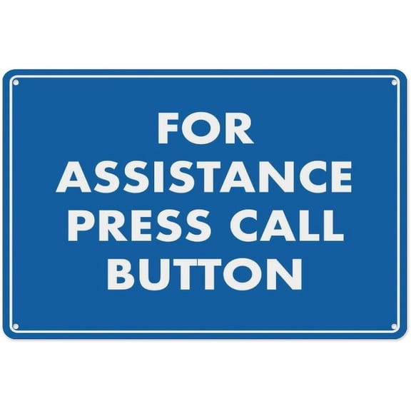 For Assistance Press Call Button Sign 8"x12" - Aluminum Tin Warning for Home Outdoor Garden, Weatherproof Instruction Decor for Building