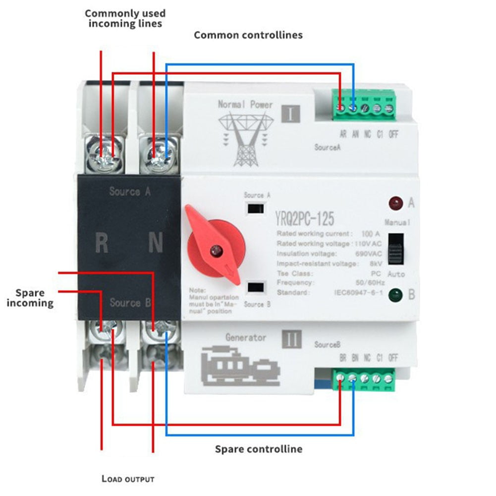 For Ats Transfer Switch 63A 220V Dual Power Automatic Generator Transfer Switch