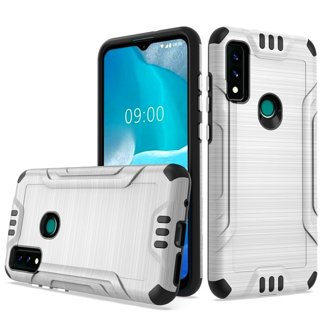 For Att Maestro 3 Strong Tough Metallic Design Hybrid Silver