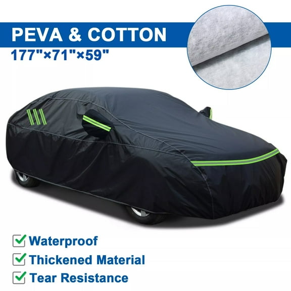 For Audi A3 2007-2024 Car Cover Thickened PEVA&Cotton 6 Layer Material Waterproof Outdoor UV Rain Snowproof All Weather Black