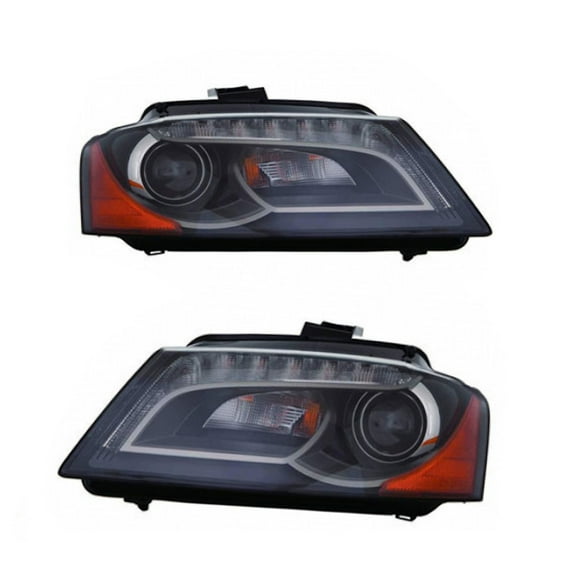 For Audi A3 Headlight Assembly 2009 10 11 12 2013 Pair Driver and Passenger Side | HID Type | Black Housing | AU2502166