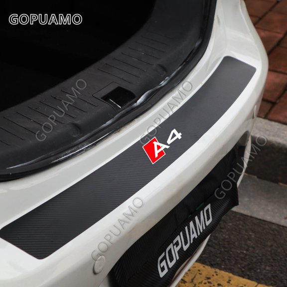 For Audi A4 Car Trunk Bumper Strips Waterproof Decals Carbon Fiber Scuff Scratch Accessories