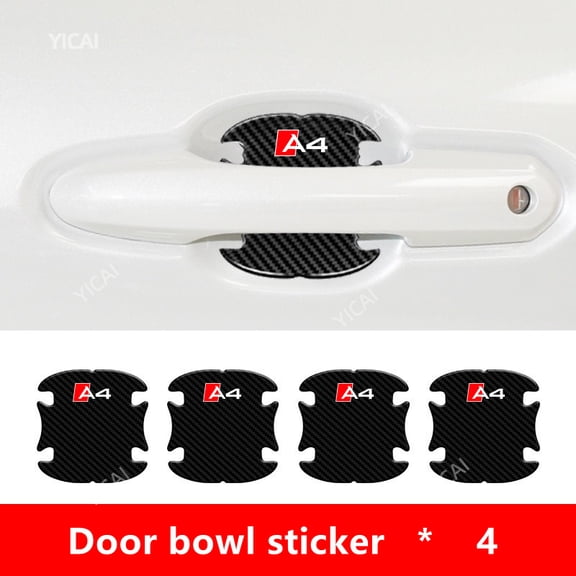 For Audi A4 Carbon Fiber Texture Car Door Handle Cup Scratch Protective Sticker Exterior Waterproof
