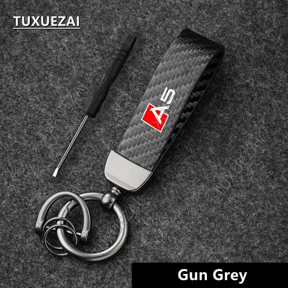 For Audi A5 Car Key Chain Leather Carbon fiber Keychain Buckle Luxury Key Ring Car Keychain Accessories
