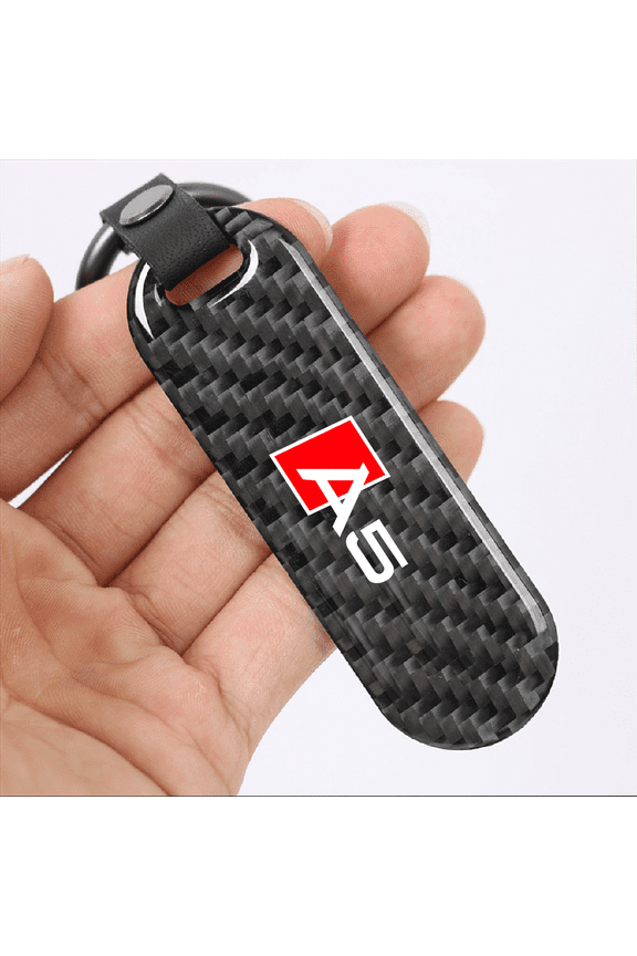 For Audi A5 Carbon Fiber Car Keychain Key Ring Anti-Loss Keyring