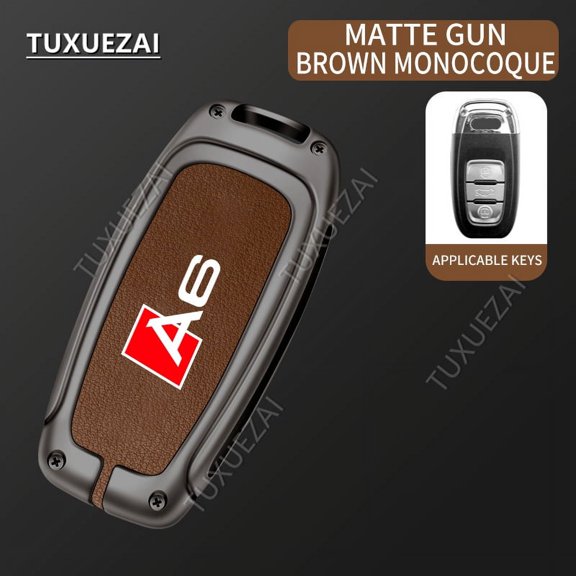 For Audi A6 Car Remote Key Cover Case Zinc Alloy Leather Car Key Cover D style 3 buttons Fashion Case Key Shell