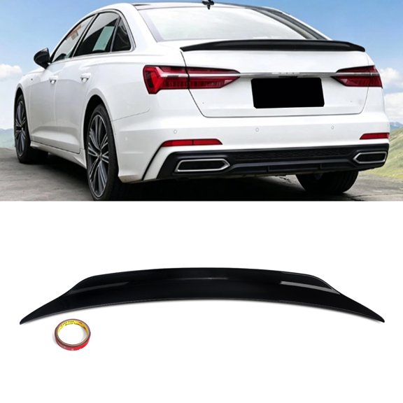 For Audi A6 S6 C8 Sedan 2019-2025 Gloss Black Rear Trunk Spoiler Wing CAT Style Duckbill
