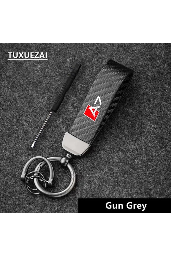 For Audi A7 Car Key Chains KeyChain Leather Keyrings Carbon Fiber Texture Horseshoe Buckle Accessories