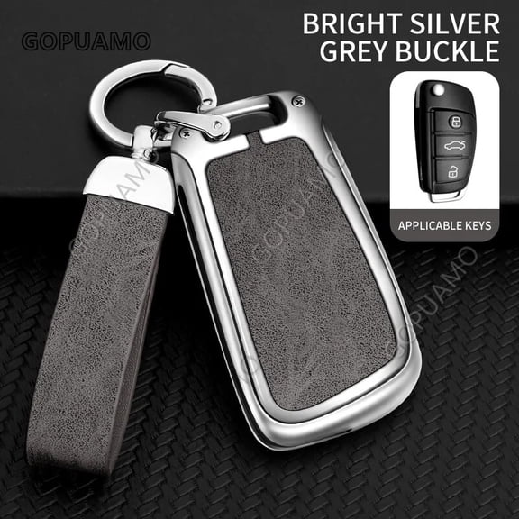 For Audi D 3 buttons C5 C6 8L 8P Q3 8L 8V S3 A3 A4 A5 Zinc alloy+leather Case Holder Protector Car Remote Key Cover Accessories