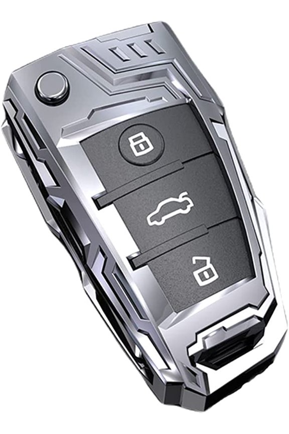 For Audi Fold Key Fob Cover Case, Metal Key chain for Audi A3 A4 A6 A8 Q3 Q7 RS3 RS6 S3 S6 TT Series Keyless with Keychain