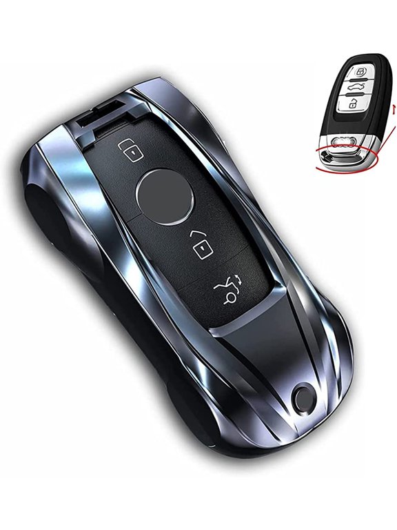 For Audi Key Fob Cover Case, Compatible with Audi A3 A6 A7 A8 E-Tron S3 S6 RS6 S7 RS7 Q7 SQ7 Q8 SQ8 3 Button with Keychain