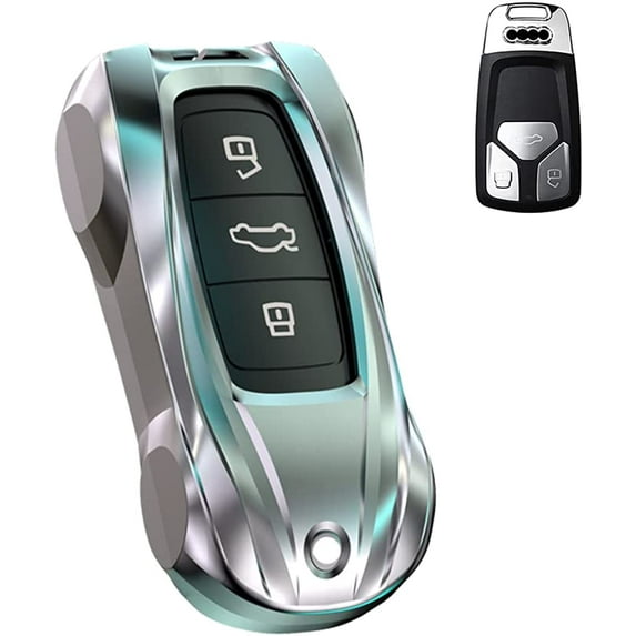 For Audi Key Fob Cover Case, Compatible with Audi A3 A6 A7 A8 E-Tron S3 S6 RS6 S7 RS7 Q7 SQ7 Q8 SQ8 3 Button with Keychain