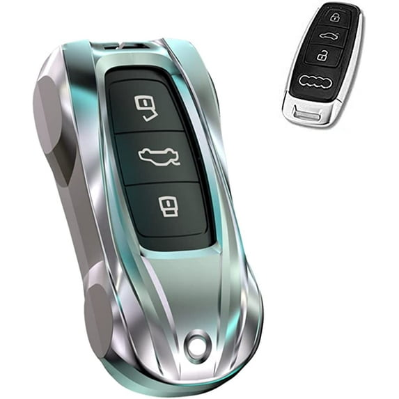 For Audi Key Fob Cover Case, Compatible with Audi A3 A6 A7 A8 E-Tron S3 S6 RS6 S7 RS7 Q7 SQ7 Q8 SQ8 3 Button with Keychain