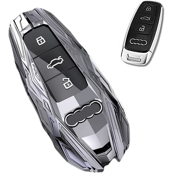 For Audi Key Fob Cover Case Metal Key Case Cover Compatible with Audi 2019 2020 A6 A6L A7 E-Tron A8 Q8 Keyless Smart Key Fob