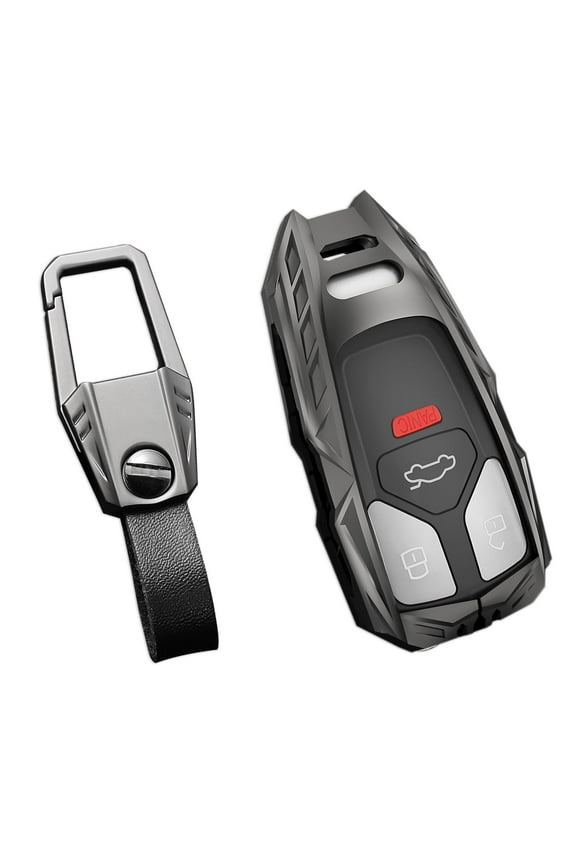 For Audi Key Fob Cover,Keychain,Zinc Alloy Protection Car Key Case Compatible with Audi Smart Remote Keyless Entry Keyshell Accessories