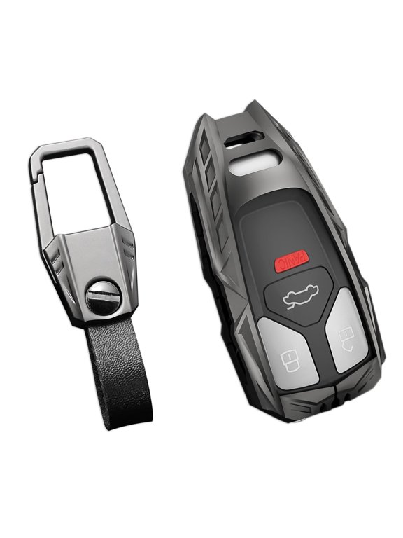 For Audi Key Fob Cover,Keychain,Zinc Alloy Protection Car Key Case Compatible with Audi Smart Remote Keyless Entry Keyshell Accessories
