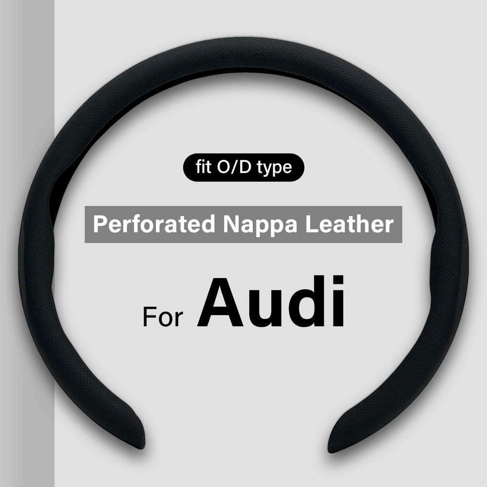 For Audi Nappa Leather Steering Wheel Cover, Clip on Breathable and Anti-Slip Design, Car Interior Fits 14.5-15 inches