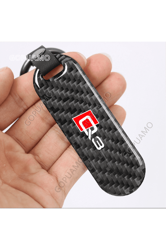 For Audi Q3 Carbon Fiber Car Keychain Chain Key Rings Degree Rotating Horseshoe Rings