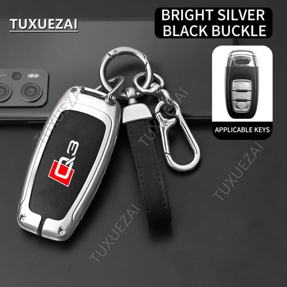 For Audi Q3 Key Cover Case High-quality A6 A8 Q6 Q7 A style 3 buttons Zinc Alloy Leather Car Key Cover