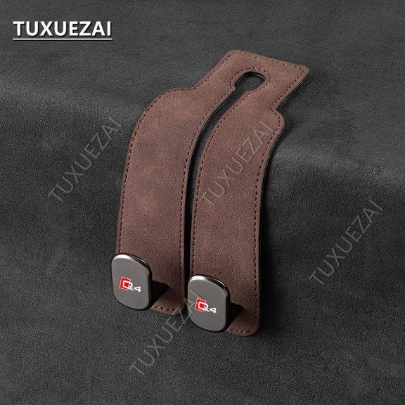 For Audi Q4 Car Seat Headrest Hook Suede Vehicle Hook Carbon Fiber Hanger Storage Organizer for Handbag Purse