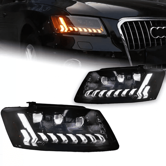 For Audi Q5 2008-2018 Headlights LED Front DRL Blue Start Up Animation Sequential Turn Signal Lamps