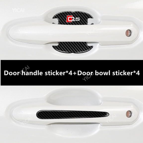 For Audi Q5 Car Door Handle Sticker Carbon Fiber Scratches Resistan Protection Sticker Accessories