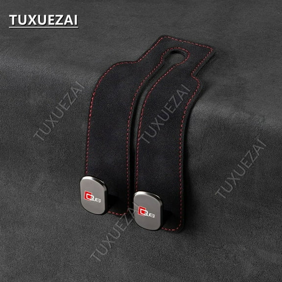 For Audi Q6 Carbon Fibre Double Hook Car Seat Headrest Hook Auto Back Seat Organizer Hanger Handbag Clothes Bracket