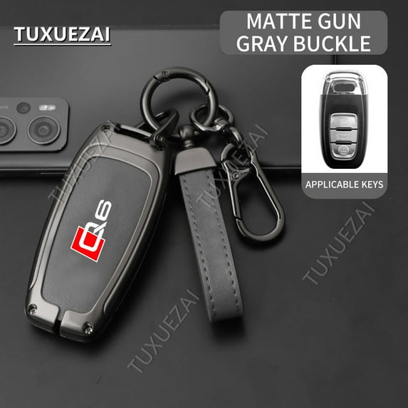 For Audi Q6 Key Cover Case A style 3 buttons Cover A4 A6 A7 A8 Q4 Zinc Alloy Leather Car Key Cover
